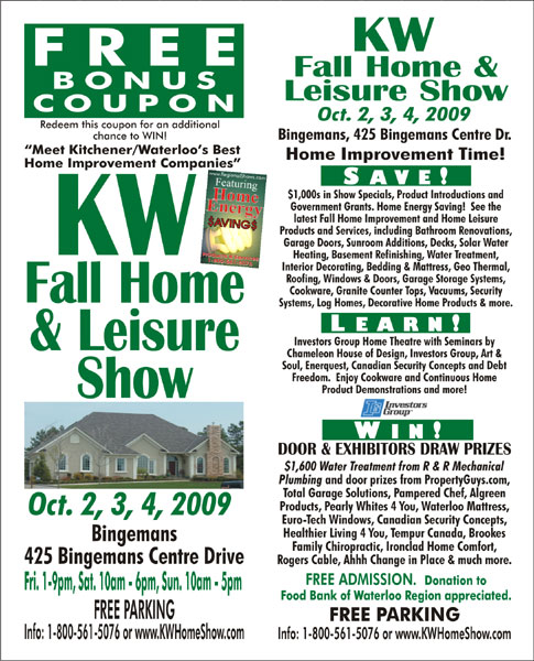 Kitchener-Waterloo (KW) Fall Home & Leisure Show Admission Coupon